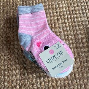 Cherokee Striped Pink and Gray Socks for Toddlers